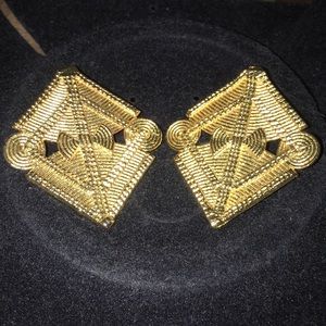 Gold Plated Brass Vintage Ethnic Style Clip Ons